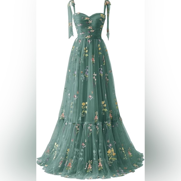 Maxianever Women's Tulle Dress Flower Embroidery - Picture 1 of 3